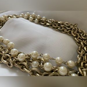 Golden Pearl and Chain Necklace, long or layered (discounts on necklace bundles)